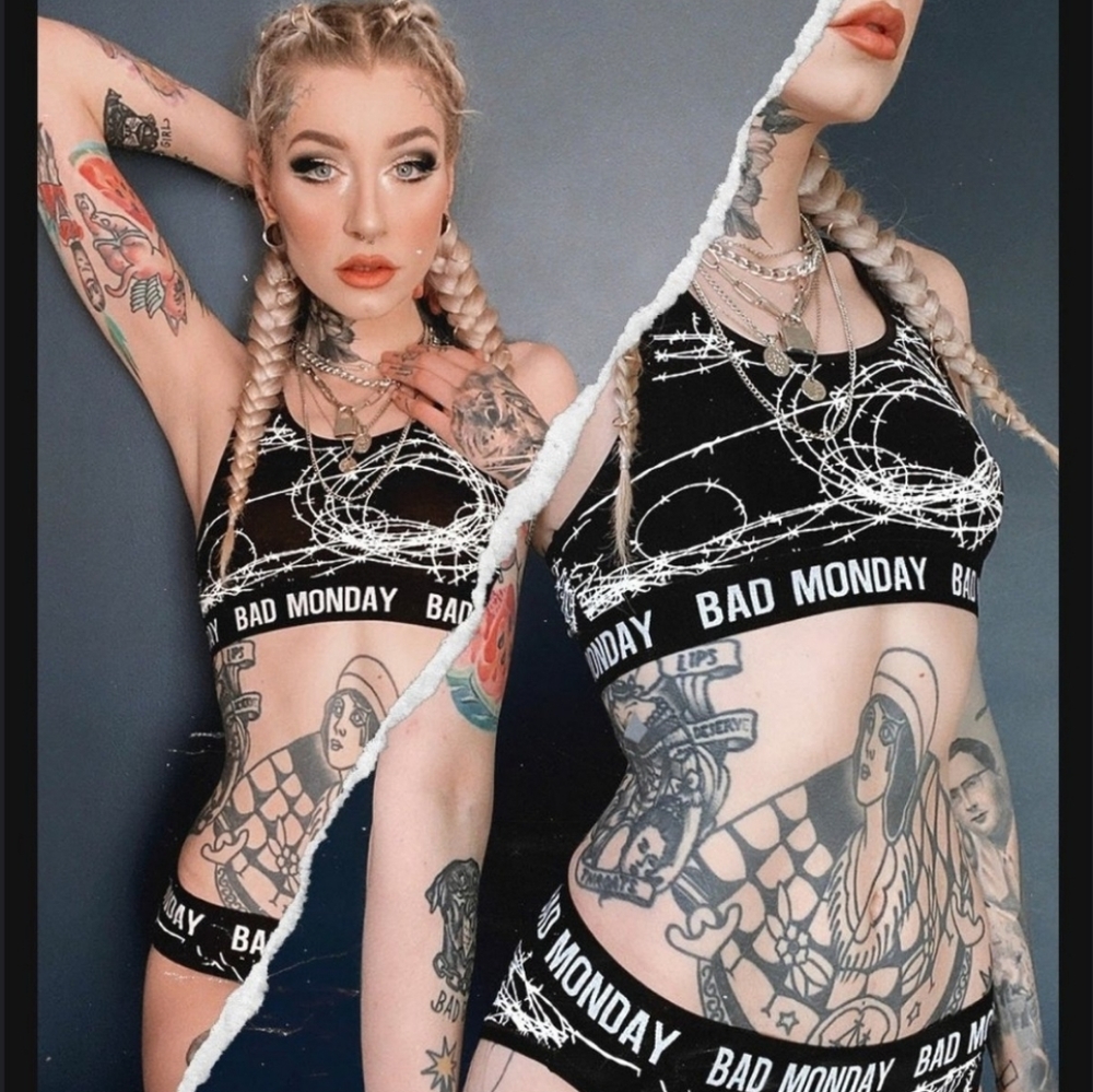 NWT! Bad Monday All Over Barbed Wire Sports Bra